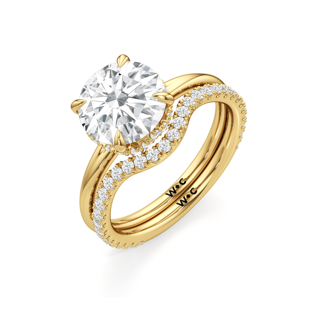 Crown Halo Low-Profile Engagement Ring with Oval Cut Diamond in 14KT Yellow Gold view 7
