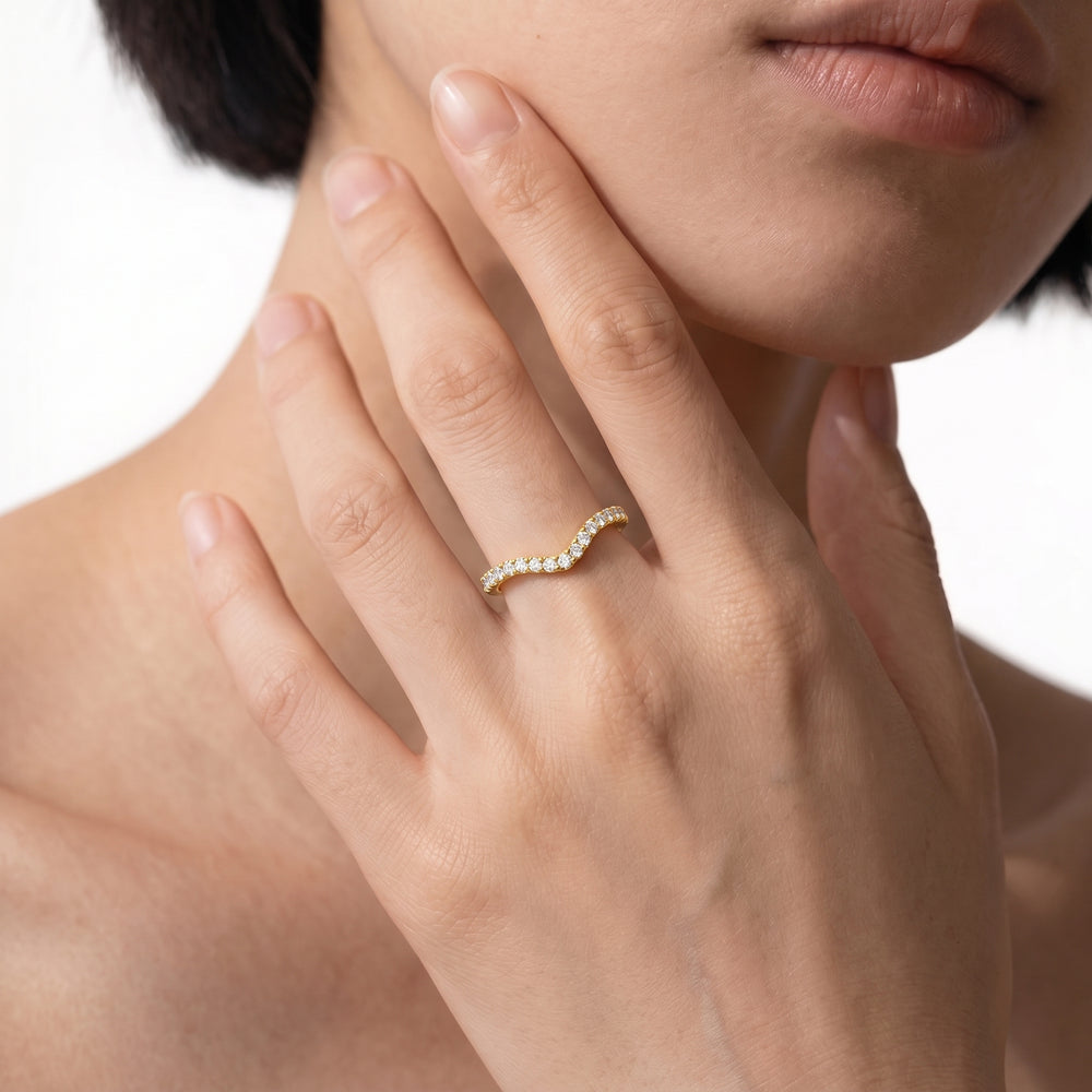 Crown Halo Low-Profile Wedding Band with Platinum Cut Diamond in 14KT Platinum view 2
