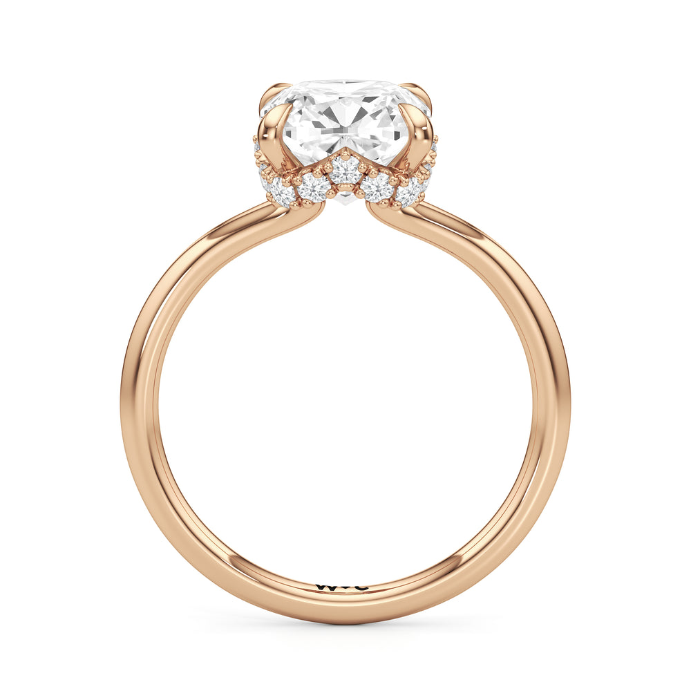 Crown Halo Low-Profile Engagement Ring with Cushion Cut Diamond in 14KT Rose Gold view 5
