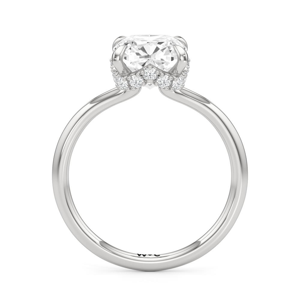 Crown Halo Low-Profile Engagement Ring with Cushion Cut Diamond in 14KT Platinum view 5
