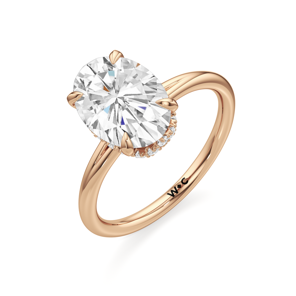 Crown Halo Low-Profile Engagement Ring with Oval Cut Diamond in 14KT Rose Gold view 6
