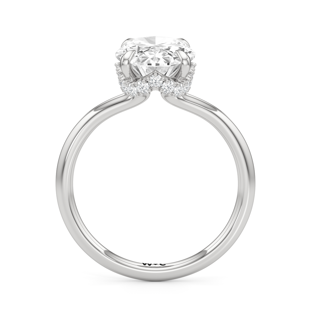 Crown Halo Low-Profile Engagement Ring with Oval Cut Diamond in 14KT Platinum view 5
