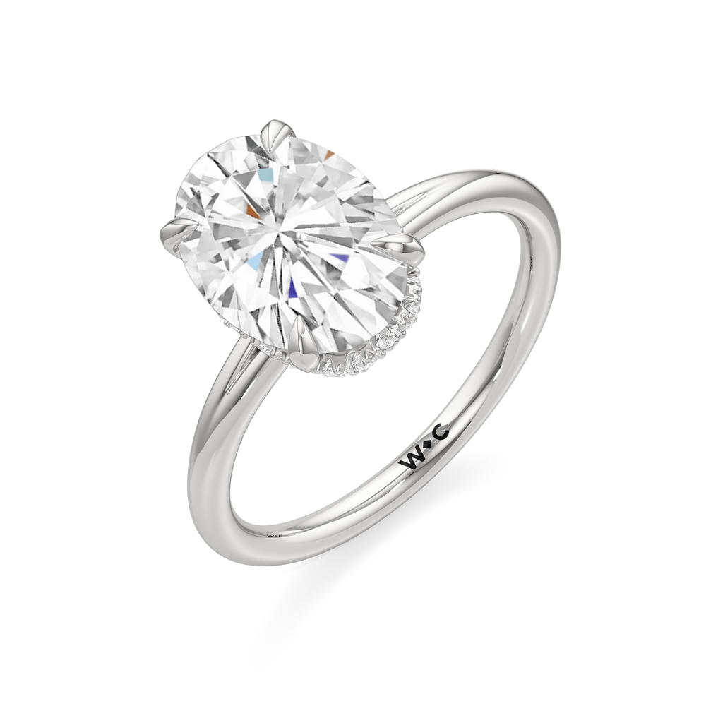 Crown Halo Low-Profile Engagement Ring with Oval Cut Diamond in 14KT Platinum view 6
