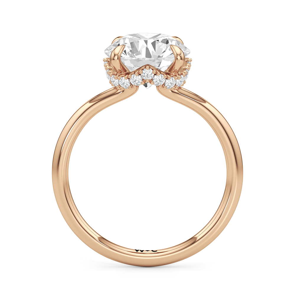Crown Halo Low-Profile Engagement Ring with Round Cut Diamond in 14KT Rose Gold view 5
