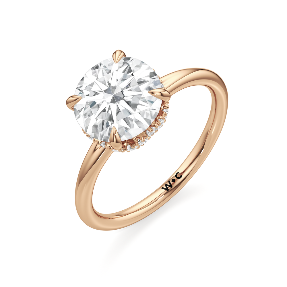 Crown Halo Low-Profile Engagement Ring with Round Cut Diamond in 14KT Rose Gold view 6
