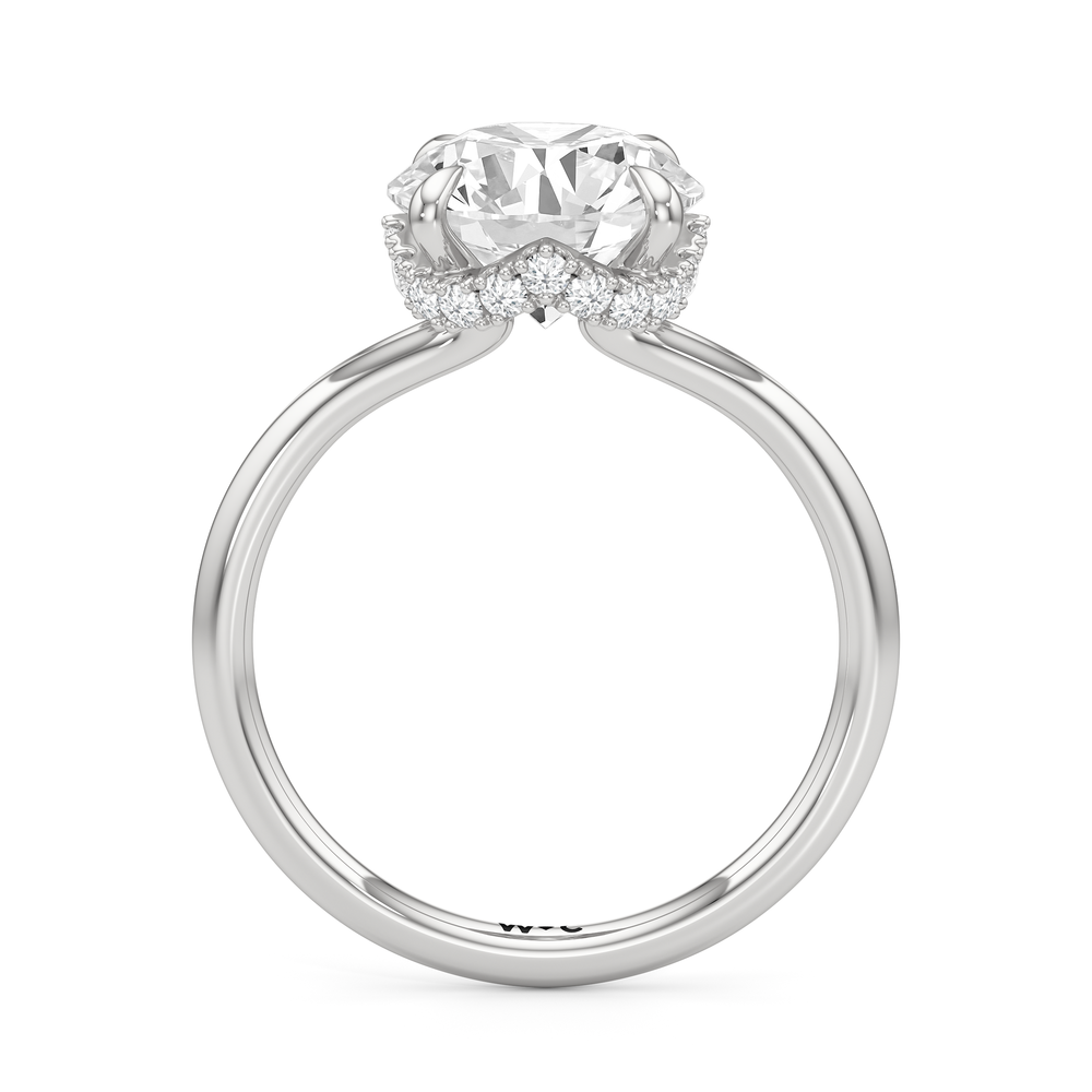 Crown Halo Low-Profile Engagement Ring with Round Cut Diamond in 14KT Platinum view 5
