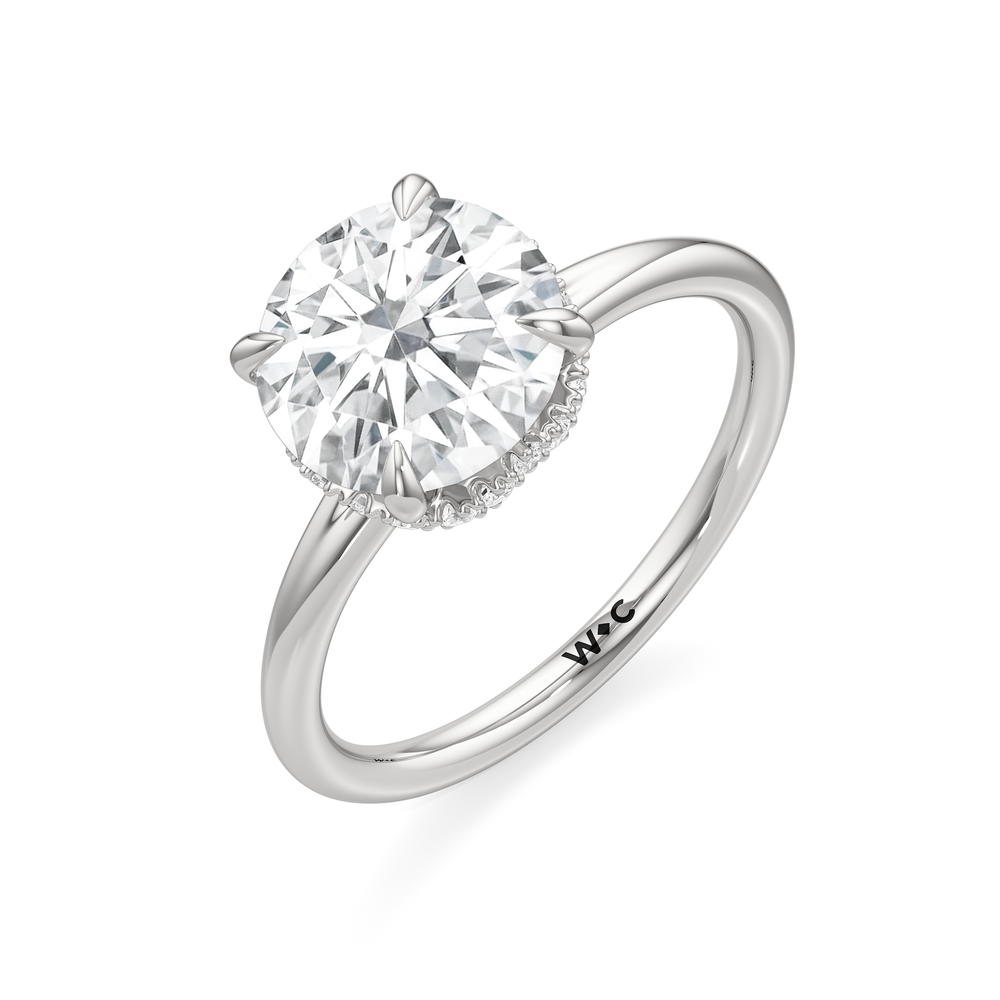 Crown Halo Low-Profile Engagement Ring with Round Cut Diamond in 14KT Platinum view 6

