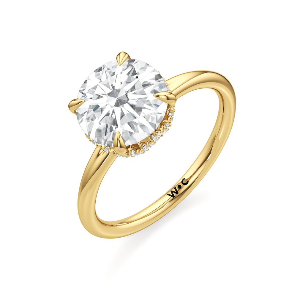 Crown Halo Low-Profile Engagement Ring with Round Cut Diamond in 14KT Yellow Gold view 6
