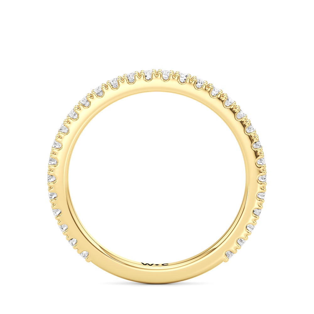 Half Bezel Low-Profile Wedding Band with 18KT Yellow Gold Cut Diamond in 14KT Yellow Gold view 4

