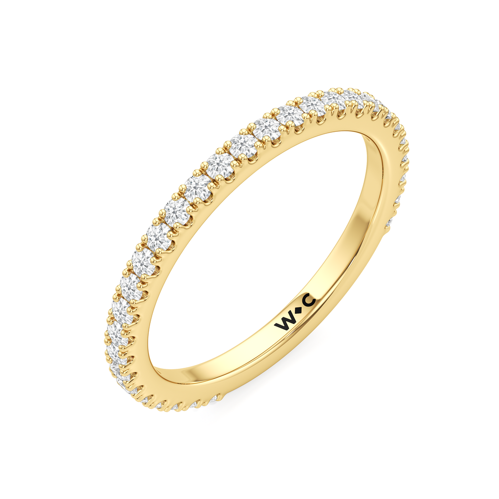 Half Bezel Low-Profile Wedding Band with 18KT Yellow Gold Cut Diamond in 14KT Yellow Gold view 5
