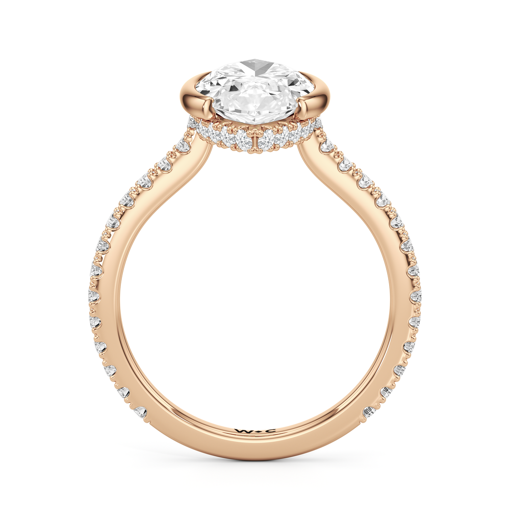 Half Bezel Low-Profile Engagement Ring with Marquise Cut Diamond in 14KT Rose Gold view 5

