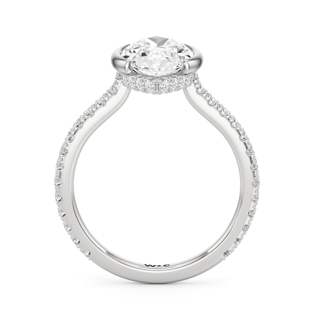 Half Bezel Low-Profile Engagement Ring with Marquise Cut Diamond in 14KT Platinum view 5
