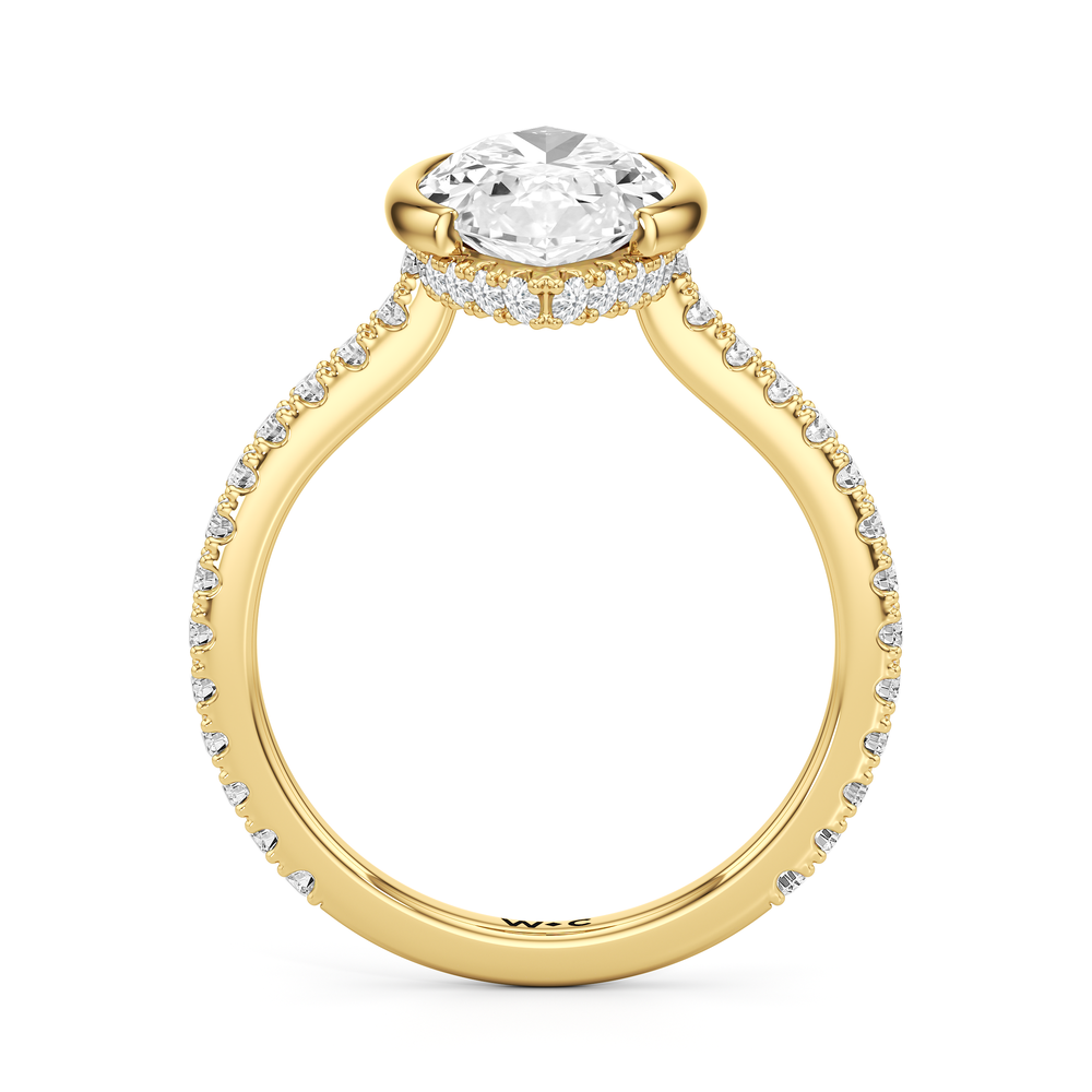 Half Bezel Low-Profile Engagement Ring with Marquise Cut Diamond in 14KT Yellow Gold view 5
