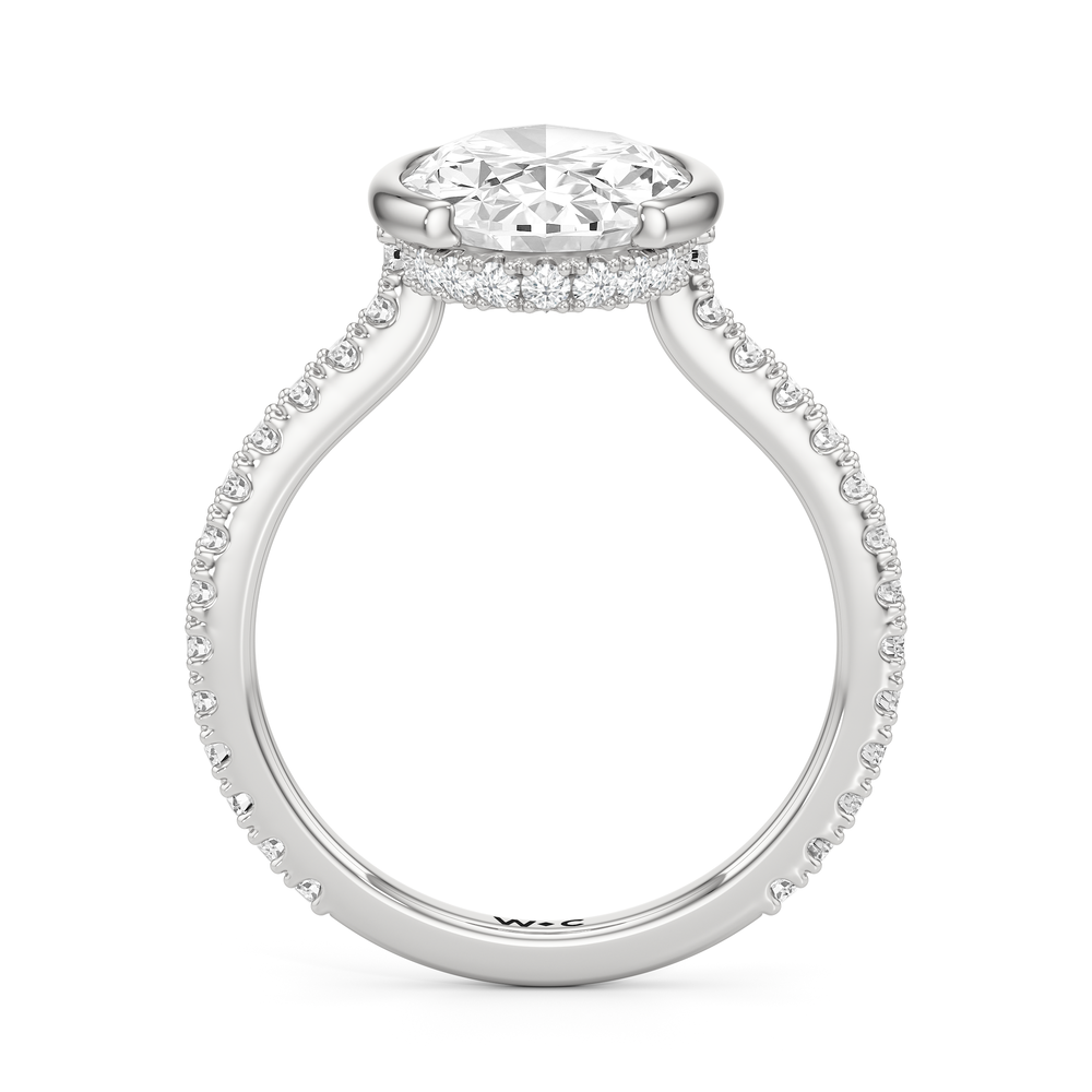 Half Bezel Low-Profile Engagement Ring with Oval Cut Diamond in 14KT Platinum view 5
