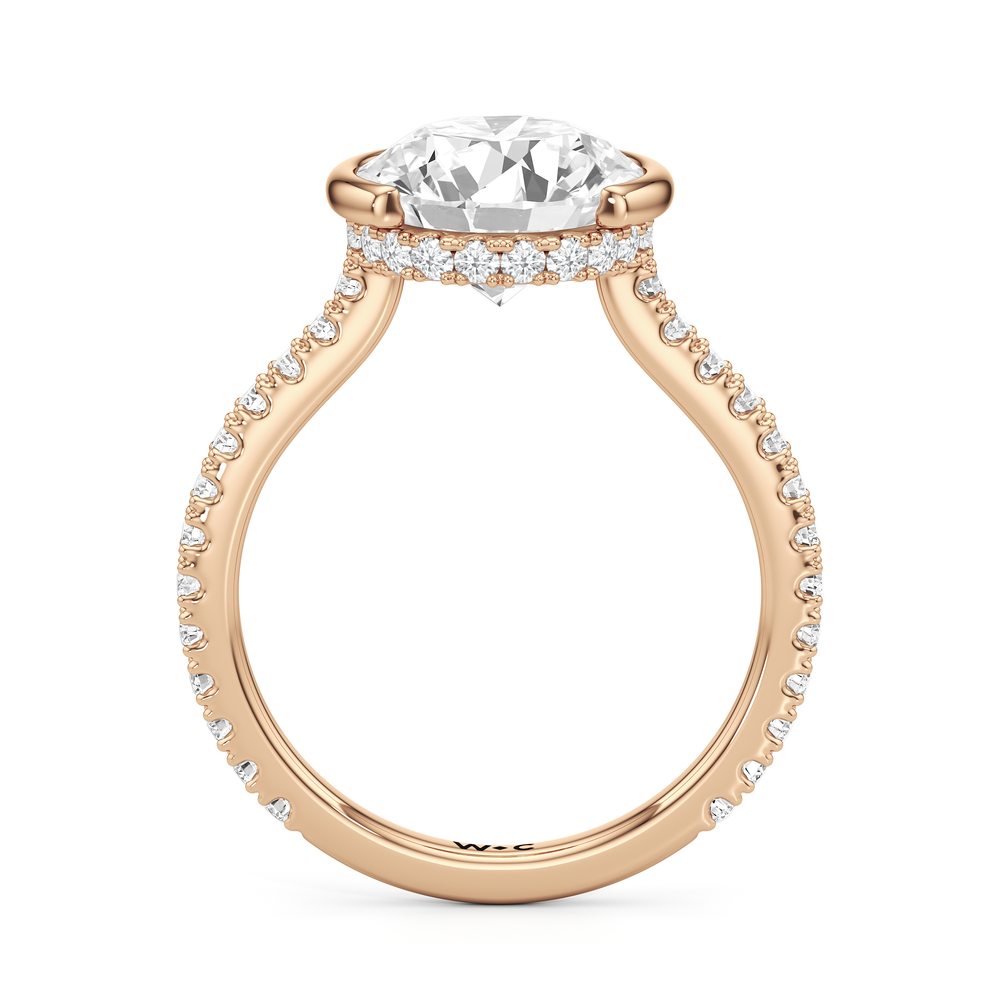 Half Bezel Low-Profile Engagement Ring with Round Cut Diamond in 14KT Rose Gold view 5

