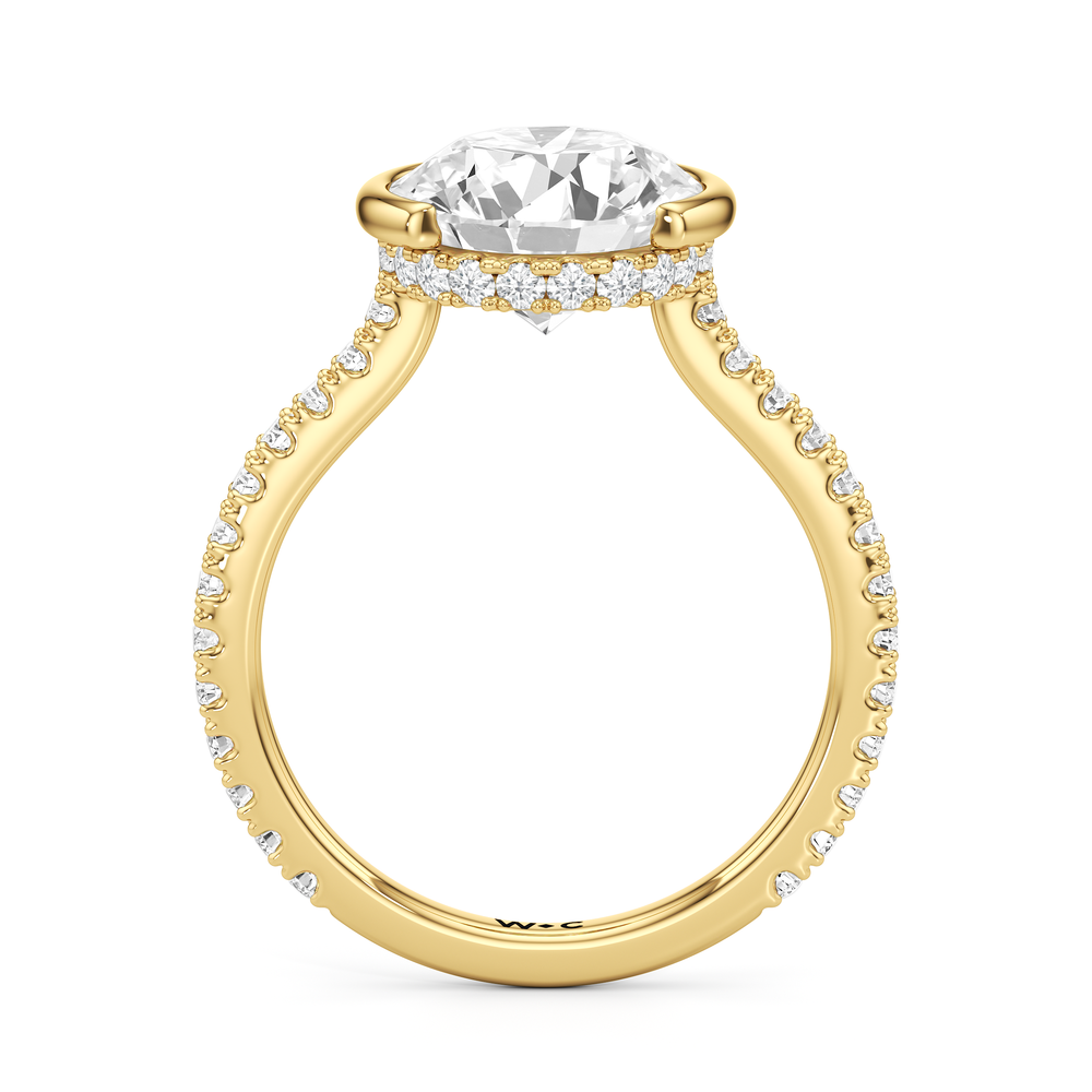 Half Bezel Low-Profile Engagement Ring with Round Cut Diamond in 14KT Yellow Gold view 5
