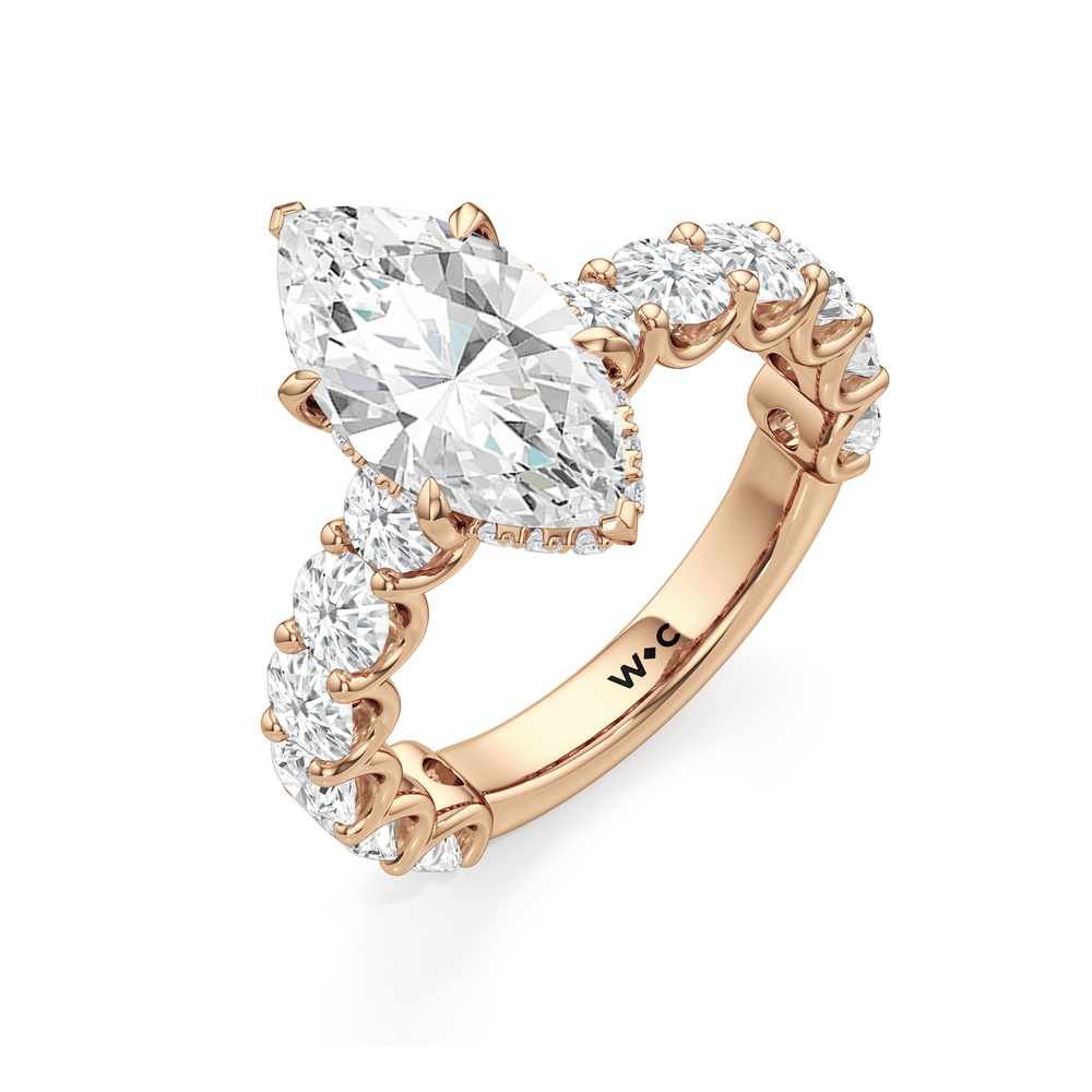 The Arc Grand Ring with Marquise Cut Diamond in 14KT Rose Gold view 5
