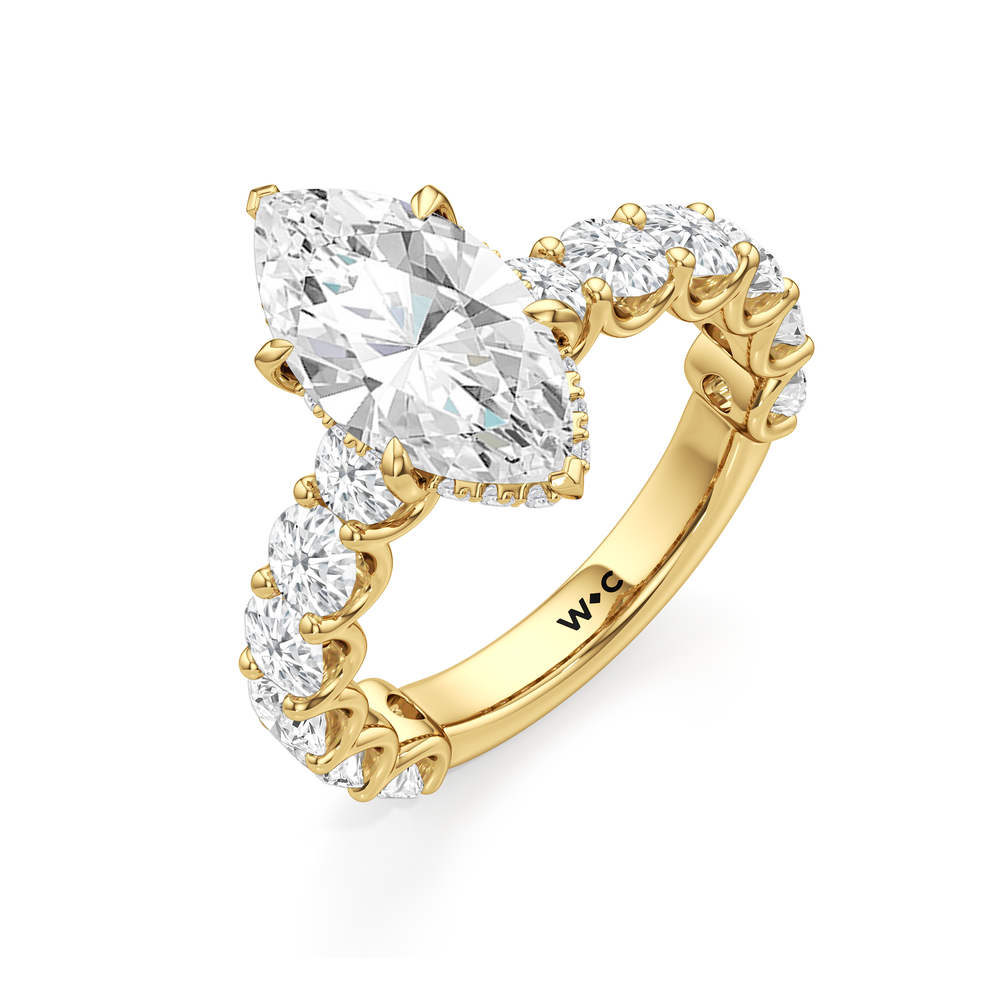 The Arc Grand Ring with Marquise Cut Diamond in 14KT Yellow Gold view 5
