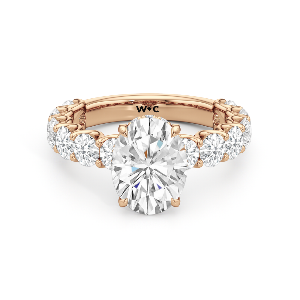The Arc Grand Ring with Oval Cut Diamond in 14KT Rose Gold view 1
