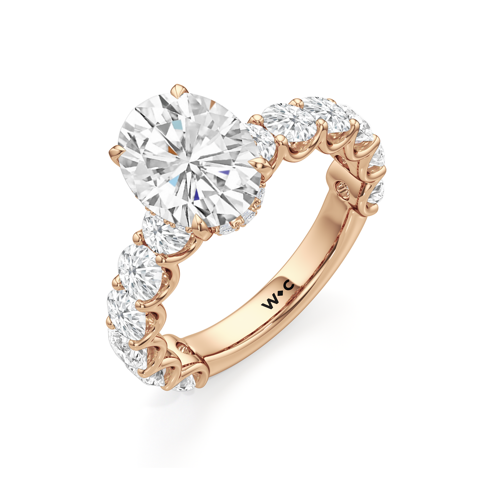 The Arc Grand Ring with Oval Cut Diamond in 14KT Rose Gold view 5
