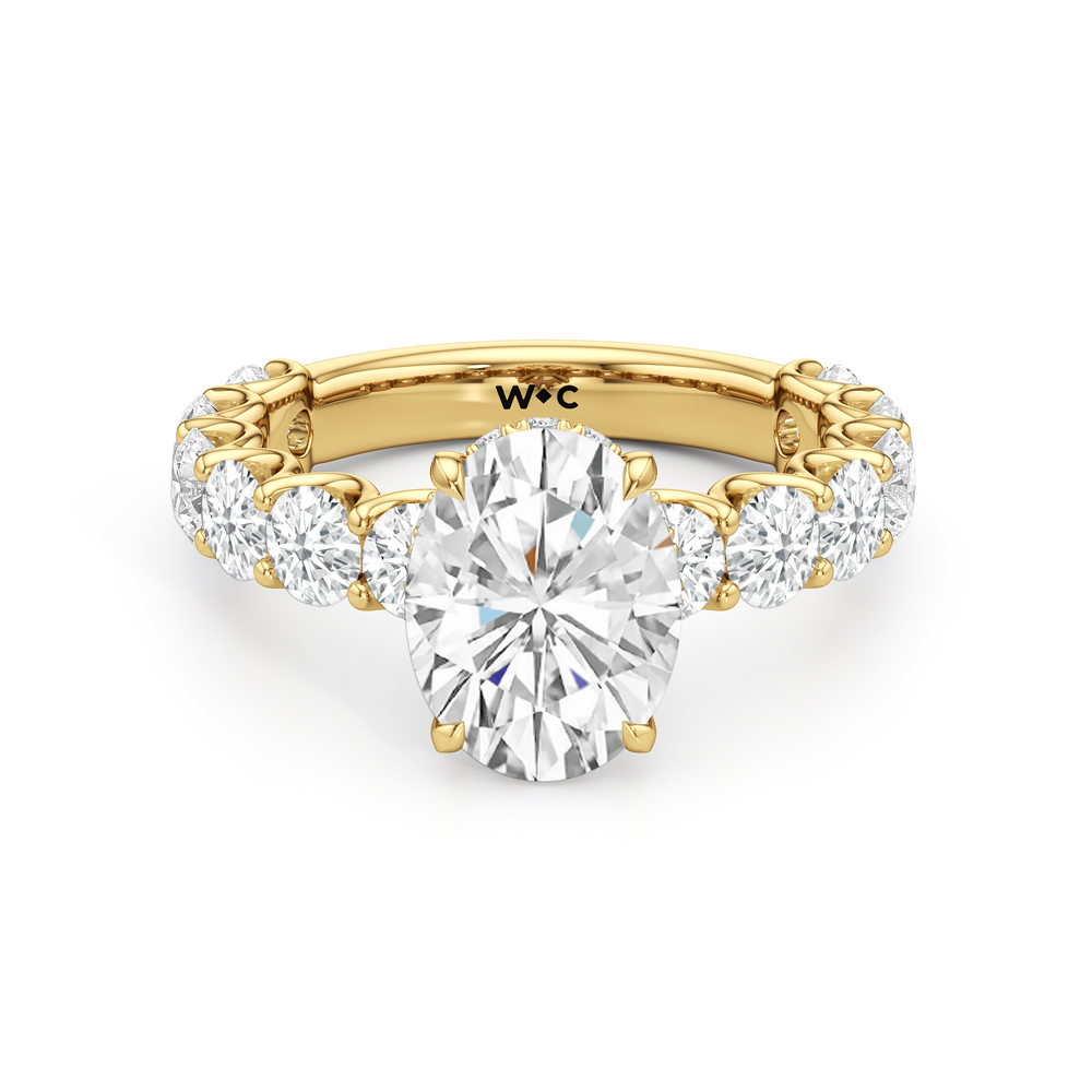 The Arc Grand Ring with Oval Cut Diamond in 14KT Yellow Gold view 1
