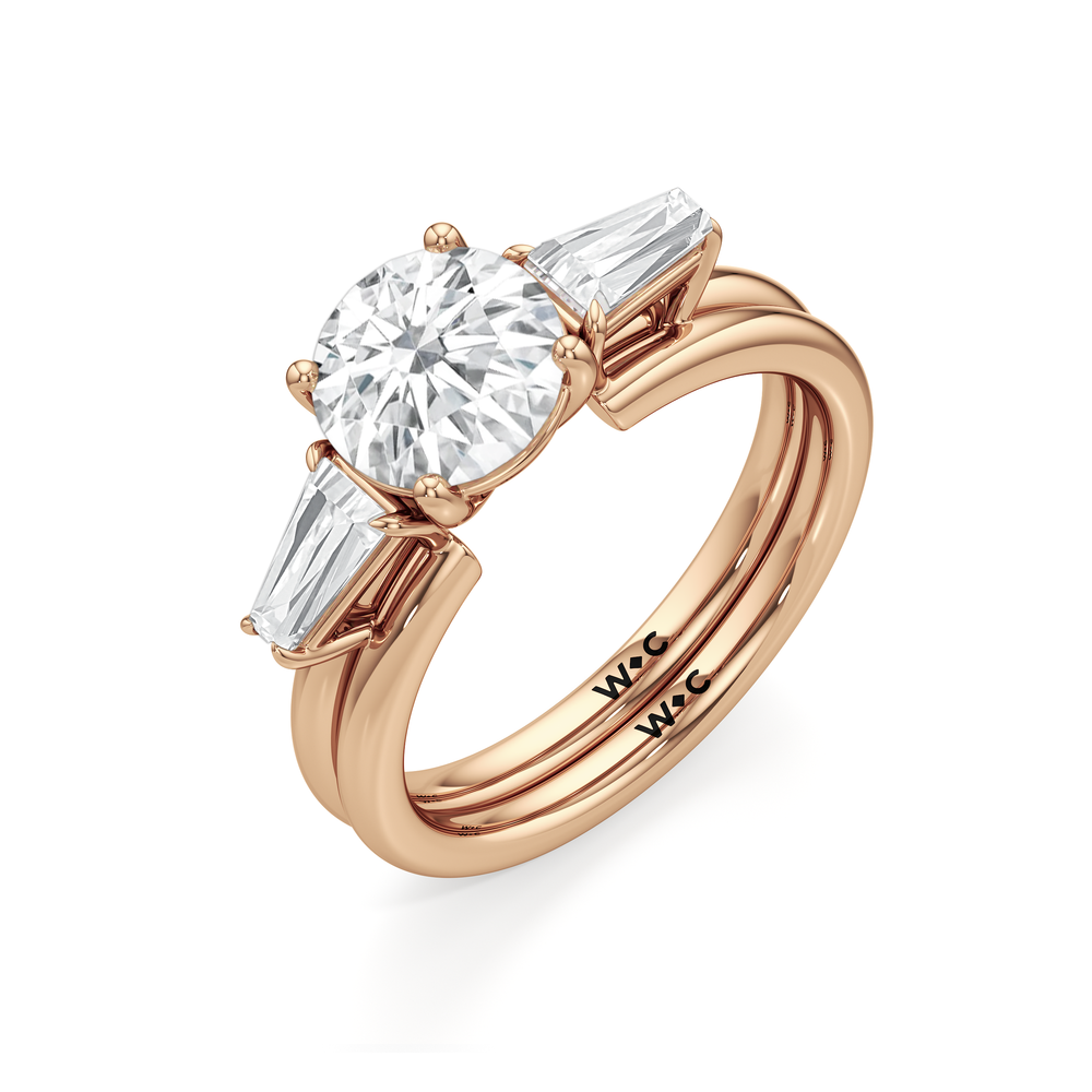 Tapered Baguette Enhancer Band with 18KT Rose Gold Cut Diamond in 14KT Rose Gold view 5
