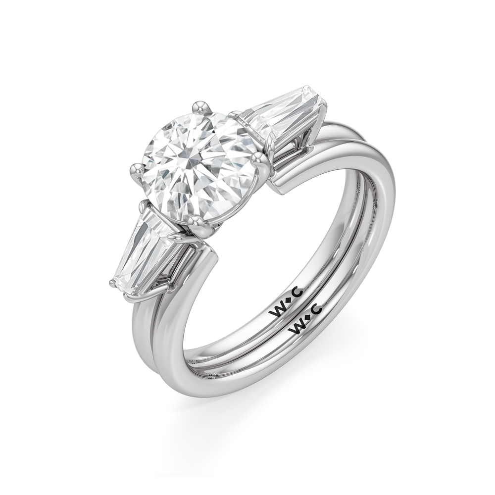 Tapered Baguette Enhancer Band with Platinum Cut Diamond in 14KT Platinum view 5
