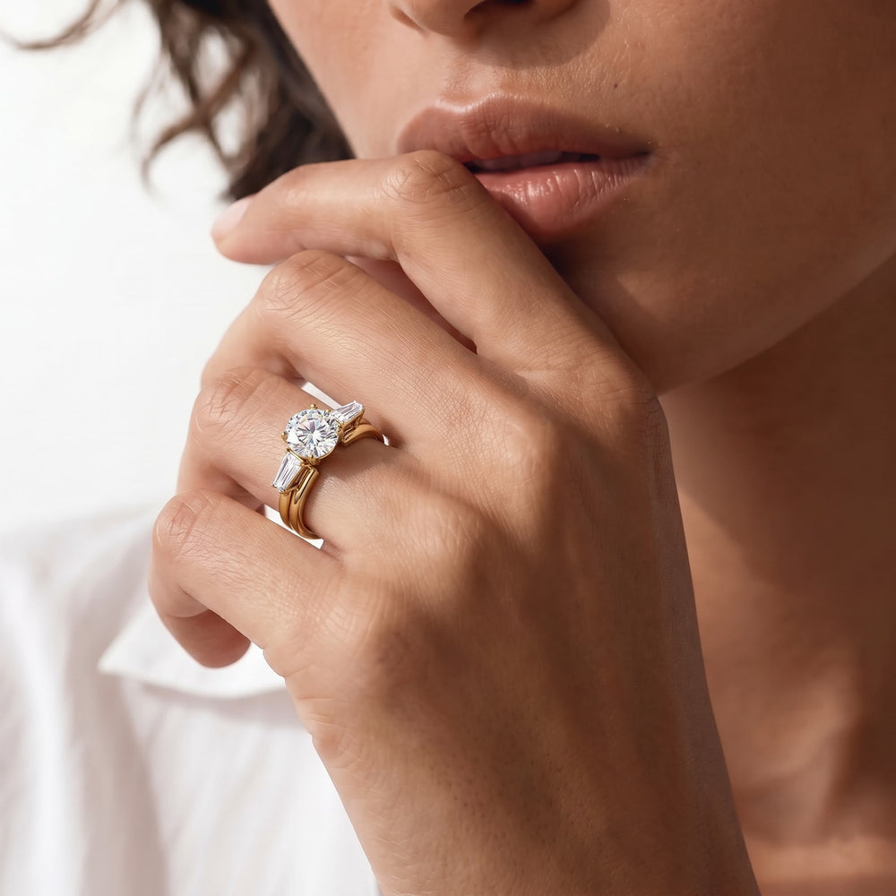 Tapered Baguette Enhancer Band with Platinum Cut Diamond in 14KT Platinum view 2
