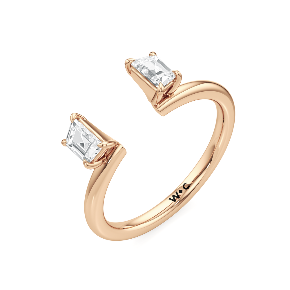 Trapezoid Enhancer Band with 18KT Rose Gold Cut Diamond in 14KT Rose Gold view 4
