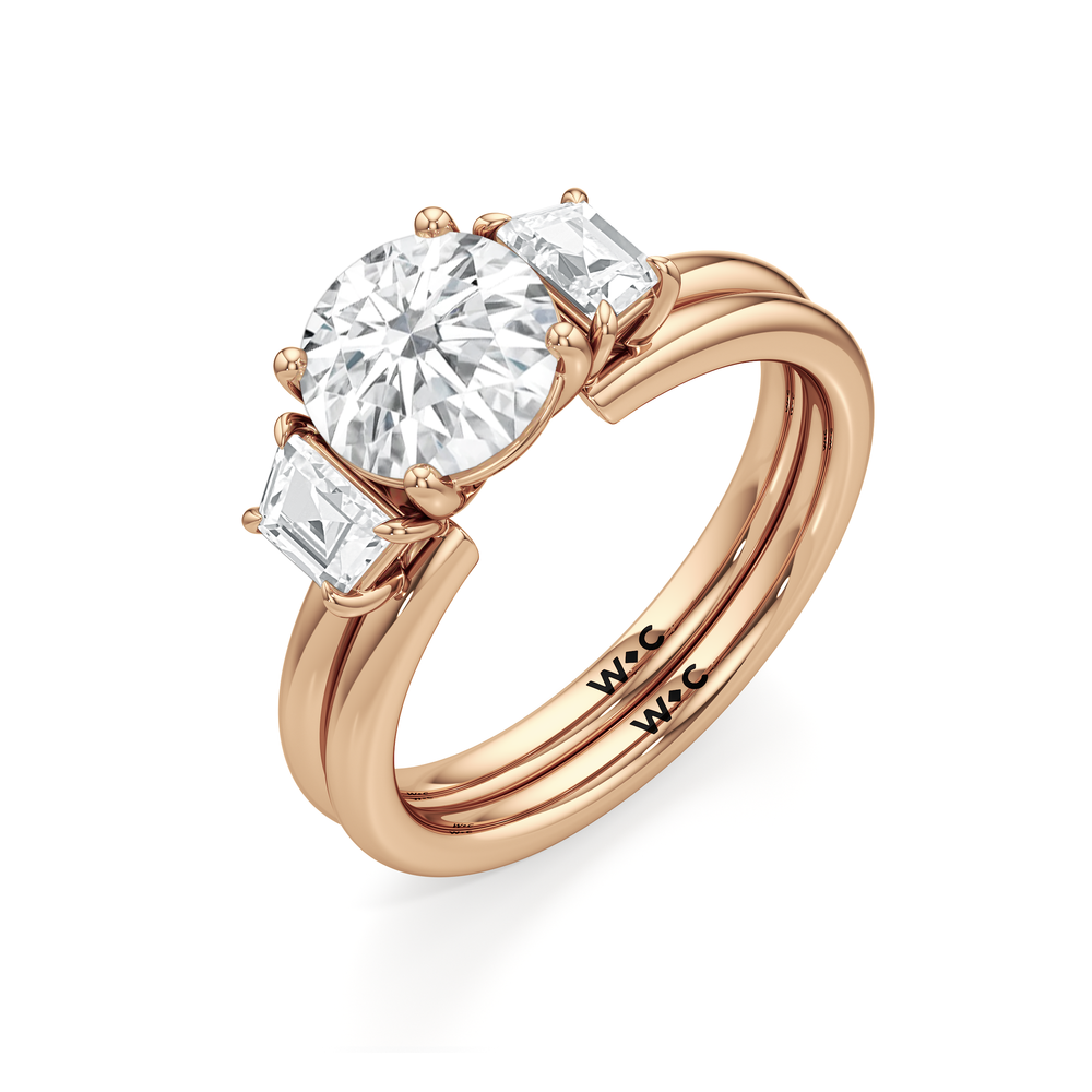 Trapezoid Enhancer Band with 18KT Rose Gold Cut Diamond in 14KT Rose Gold view 5
