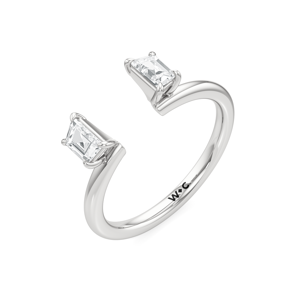Trapezoid Enhancer Band with Platinum Cut Diamond in 14KT Platinum view 4
