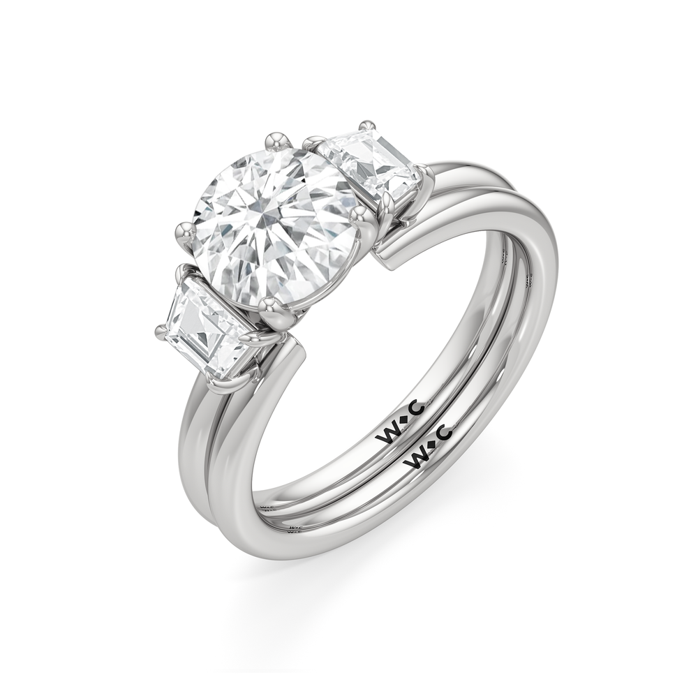 Trapezoid Enhancer Band with Platinum Cut Diamond in 14KT Platinum view 5
