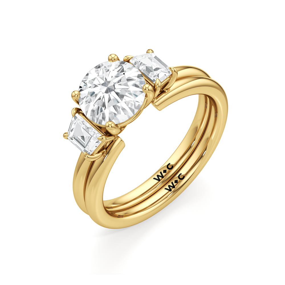 Trapezoid Enhancer Band with 18KT Yellow Gold Cut Diamond in 14KT Yellow Gold view 5
