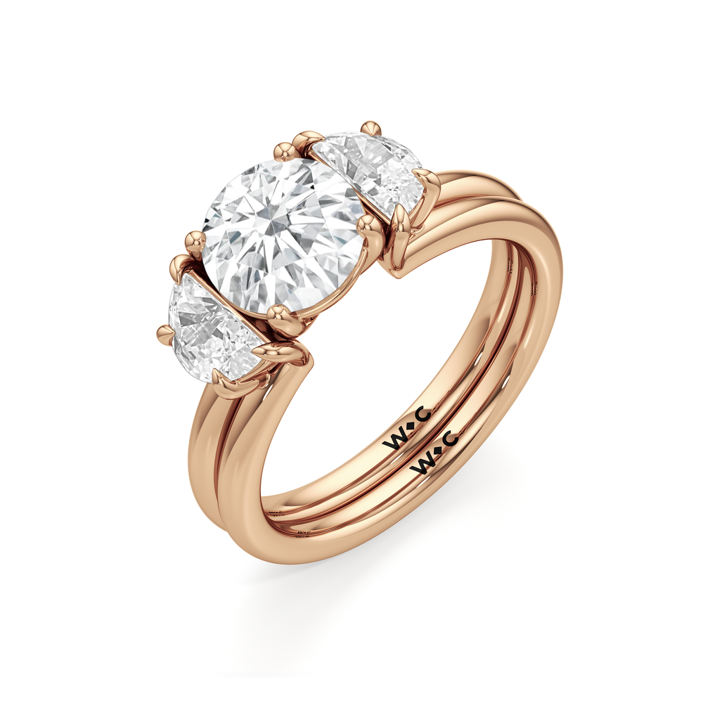 Half Moon Enhancer Band with 18KT Rose Gold Cut Diamond in 14KT Rose Gold view 5
