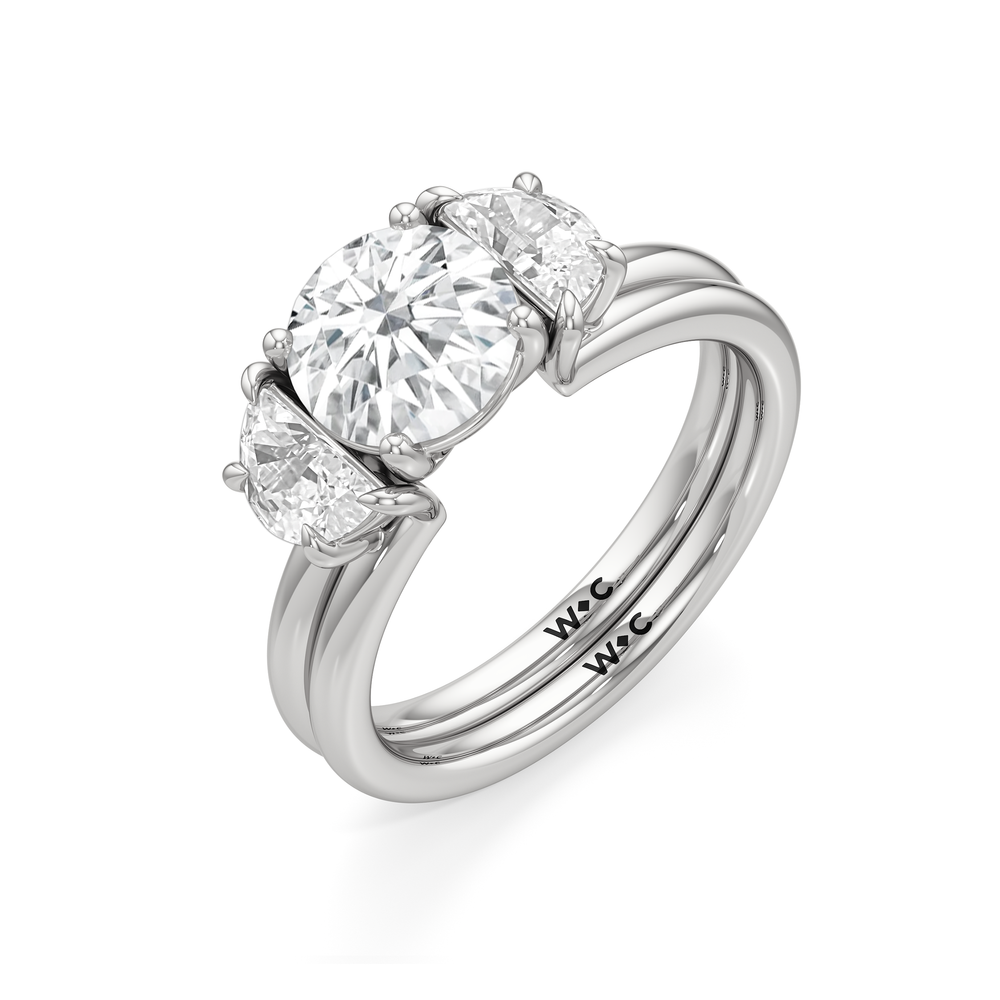 Half Moon Enhancer Band with Platinum Cut Diamond in 14KT Platinum view 5
