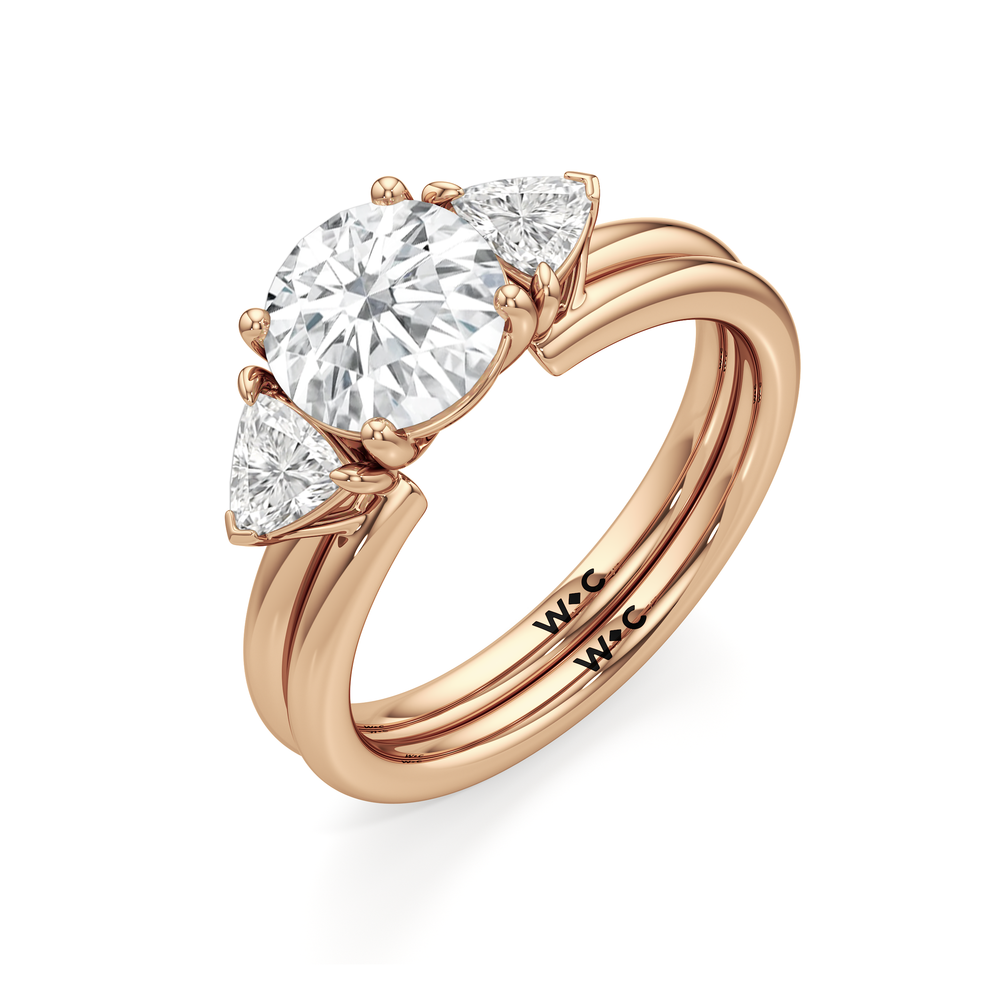 Trillion Enhancer Band with 18KT Rose Gold Cut Diamond in 14KT Rose Gold view 5
