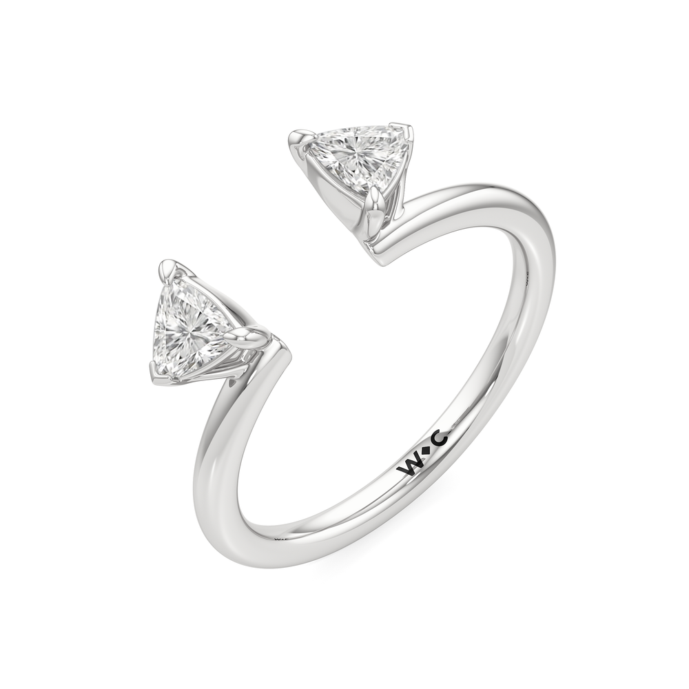 Trillion Enhancer Band with Platinum Cut Diamond in 14KT Platinum view 4
