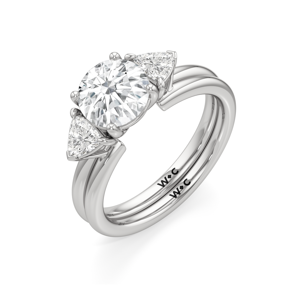 Trillion Enhancer Band with Platinum Cut Diamond in 14KT Platinum view 5
