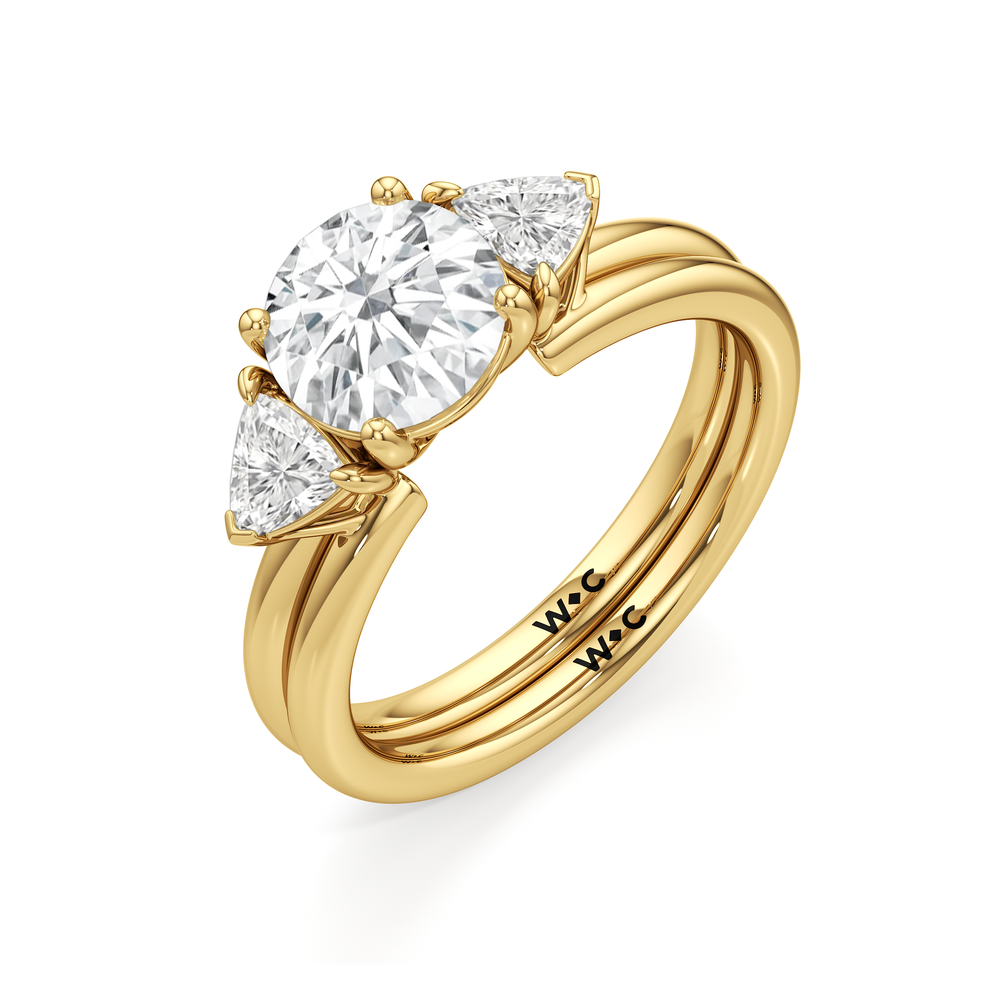 Trillion Enhancer Band with 18KT Yellow Gold Cut Diamond in 14KT Yellow Gold view 5

