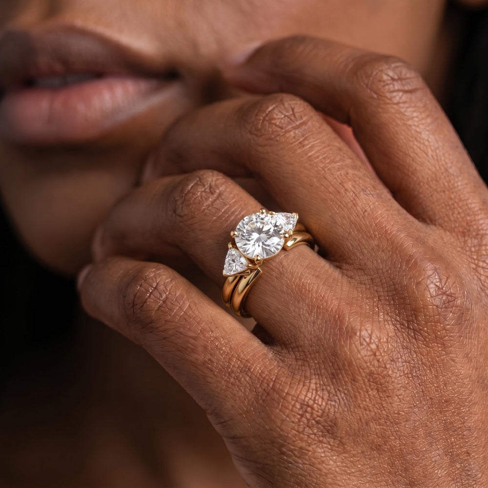 Trillion Enhancer Band with 18KT Rose Gold Cut Diamond in 14KT Rose Gold view 2
