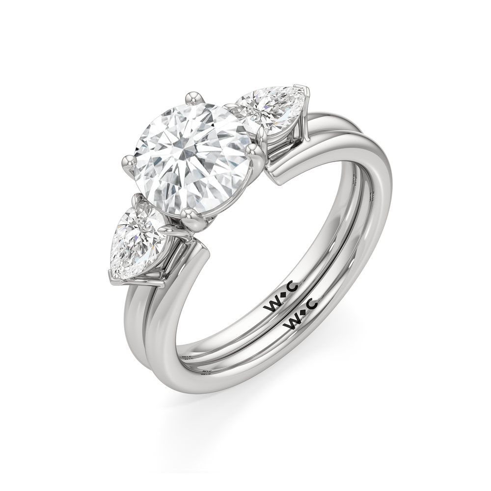 Pear Enhancer Band with Platinum Cut Diamond in 14KT Platinum view 5
