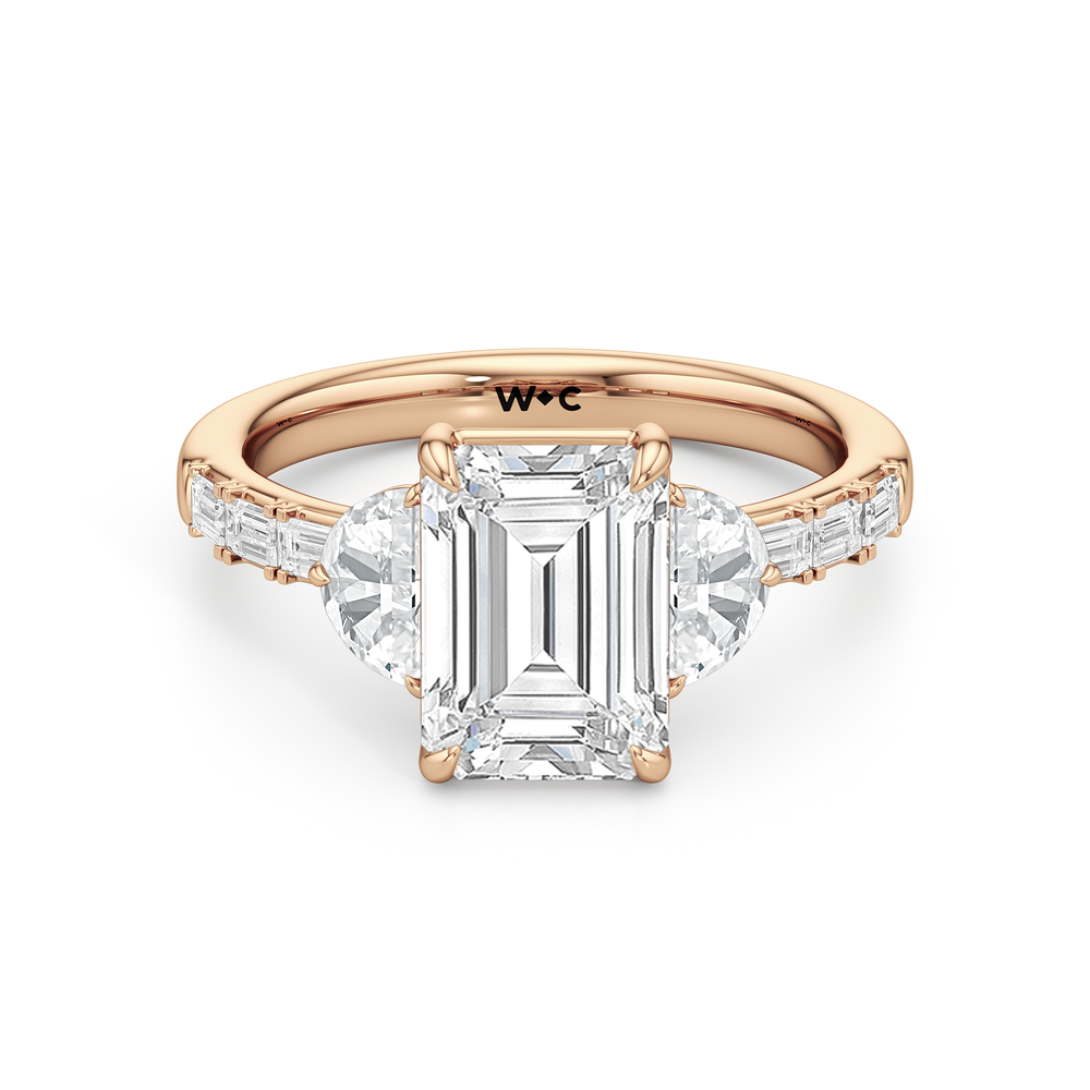 Engagement Ring-1504128 with Emerald Cut Diamond in 14KT Rose Gold view 1

