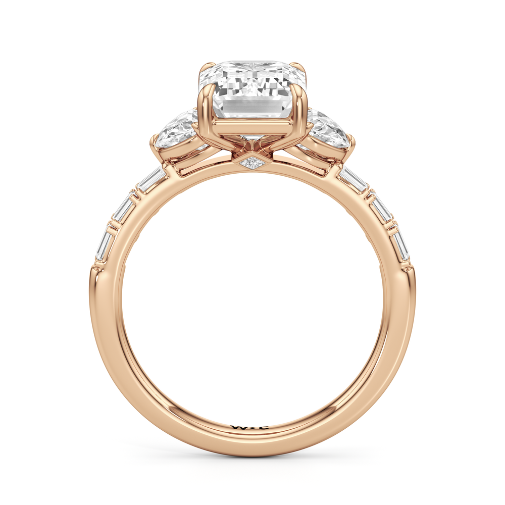 Engagement Ring-1504128 with Emerald Cut Diamond in 14KT Rose Gold view 4

