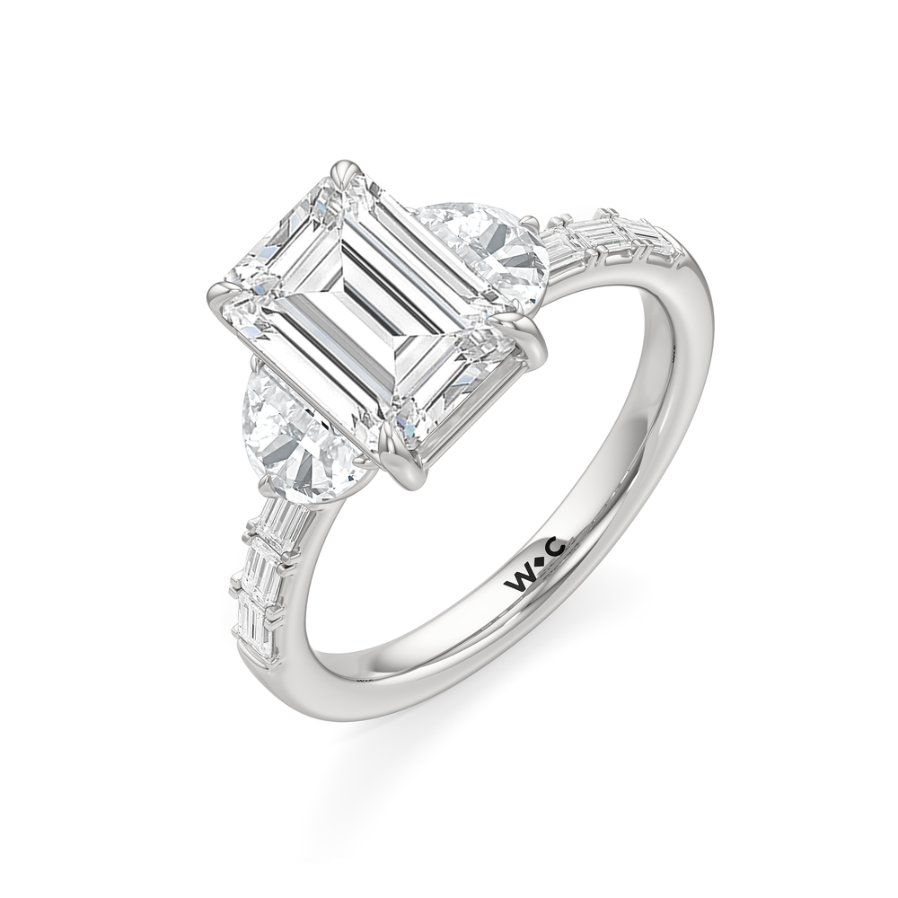 Engagement Ring-1504128 with Emerald Cut Diamond in 14KT Platinum view 5
