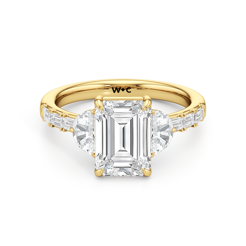Engagement Ring-1504128 with Emerald Cut Diamond in 14KT Yellow Gold view 1
