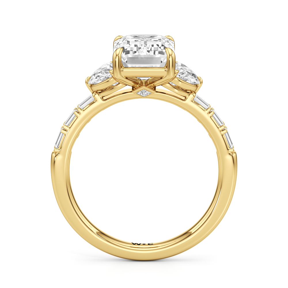 Engagement Ring-1504128 with Emerald Cut Diamond in 14KT Yellow Gold view 4
