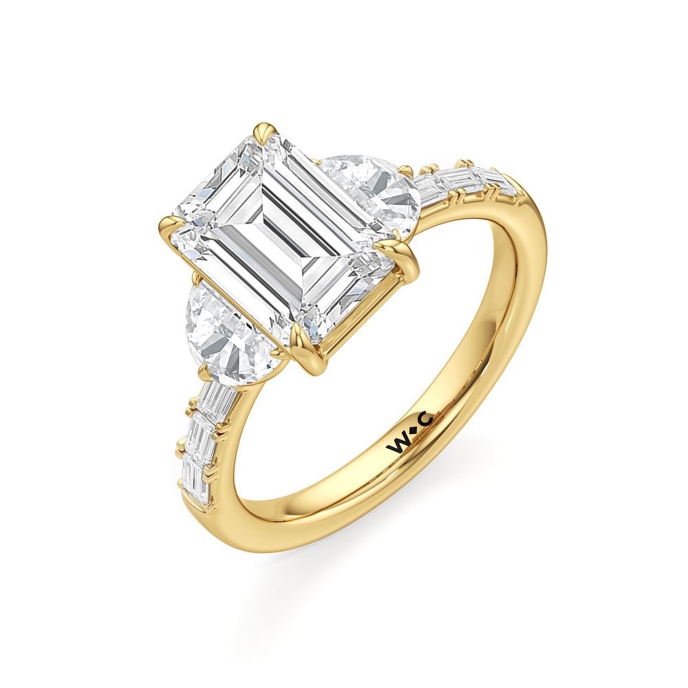 Engagement Ring-1504128 with Emerald Cut Diamond in 14KT Yellow Gold view 5
