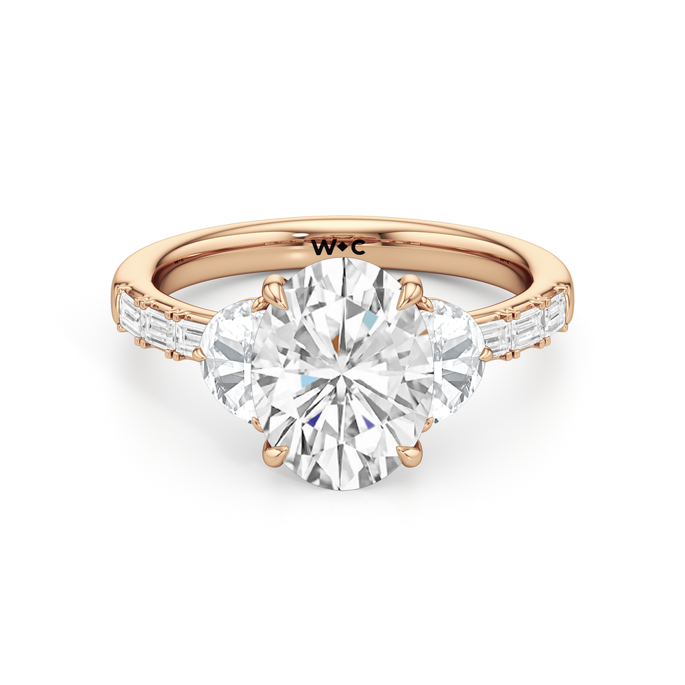 Engagement Ring-1504128 with Oval Cut Diamond in 14KT Rose Gold view 1
