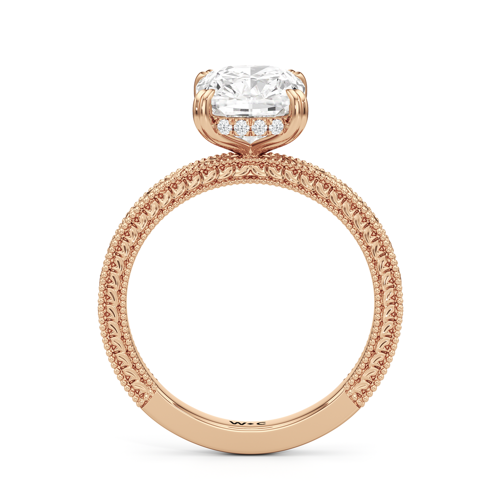 The Seraphine Ring with Elongated Cushion Cut Diamond in 14KT Rose Gold view 5
