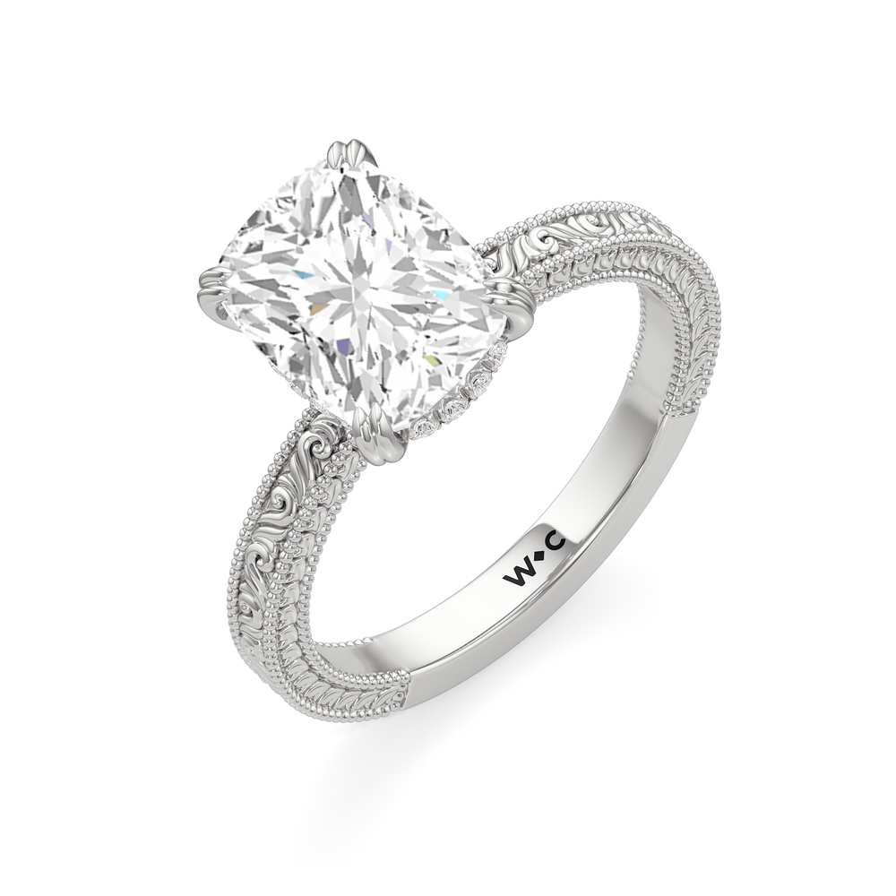 The Seraphine Ring with Elongated Cushion Cut Diamond in 14KT Platinum view 6
